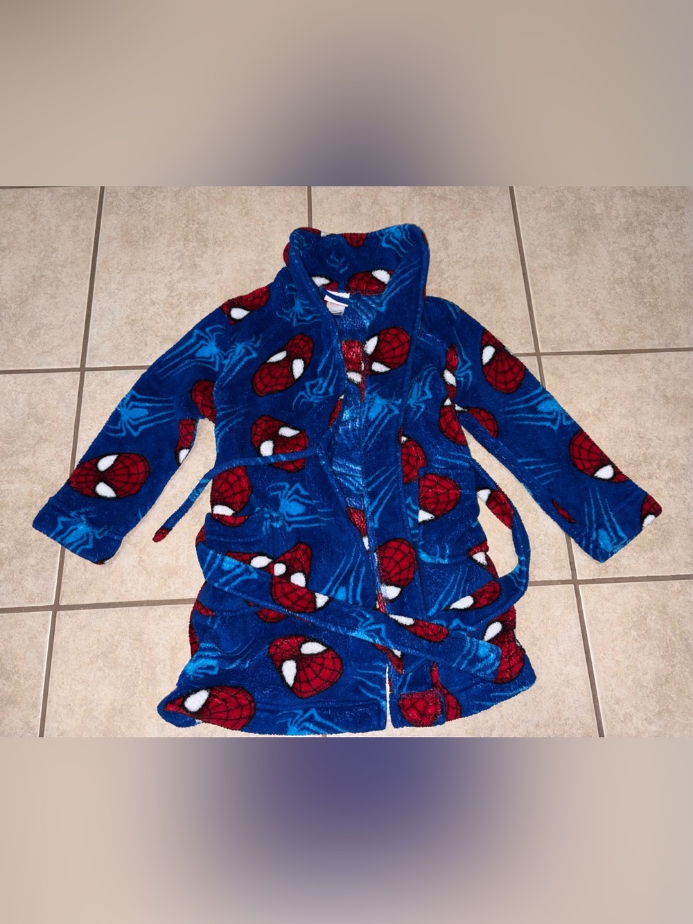Amazing Spiderman Blue Spider-Print Kids bath Robe